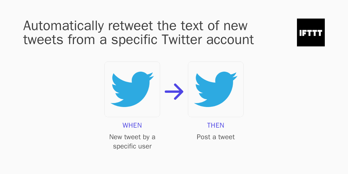 Automatically retweet the text of new tweets from a specific Twitter ...