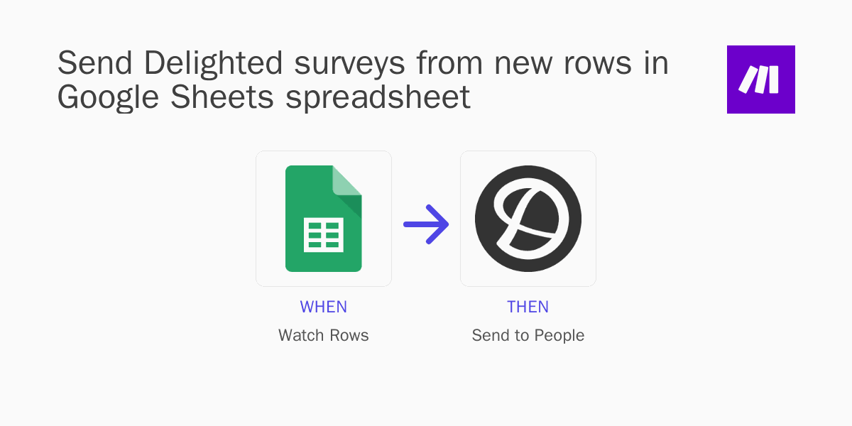 Send Delighted surveys from new rows in Google Sheets spreadsheet using